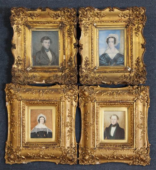 Victorian School Miniatures of ladies and gentleman largest 4 x 3in.